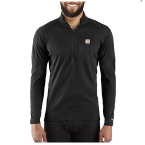 Carhartt Force Mens Relaxed Fit Midweight 1/4 Zip Micro-grid Black Mock Neck 2XL